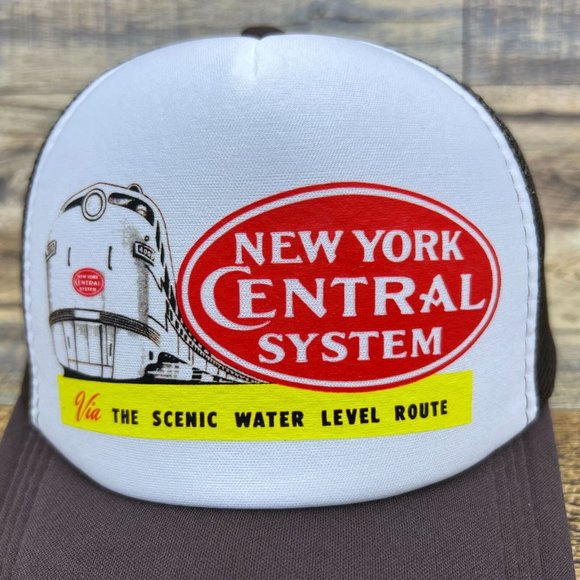 Defunct New York Central Railroad Mens Trucker Hat Brown Snapback Baseball Cap - Picture 3 of 8
